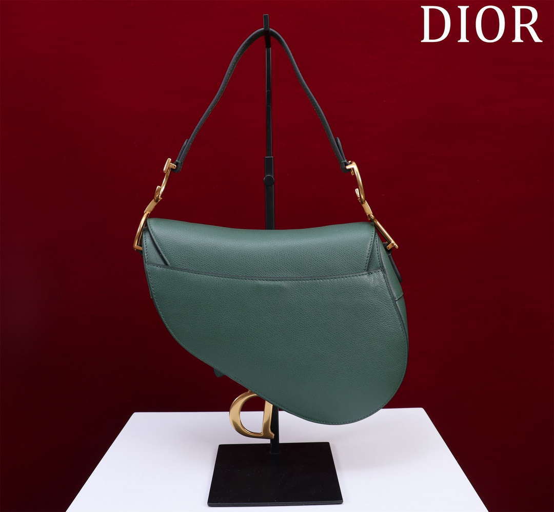 Dior M0455 Saddle Bag With Strap Dark Green Grained Calfskin M0456 - Large 25cm - View 3