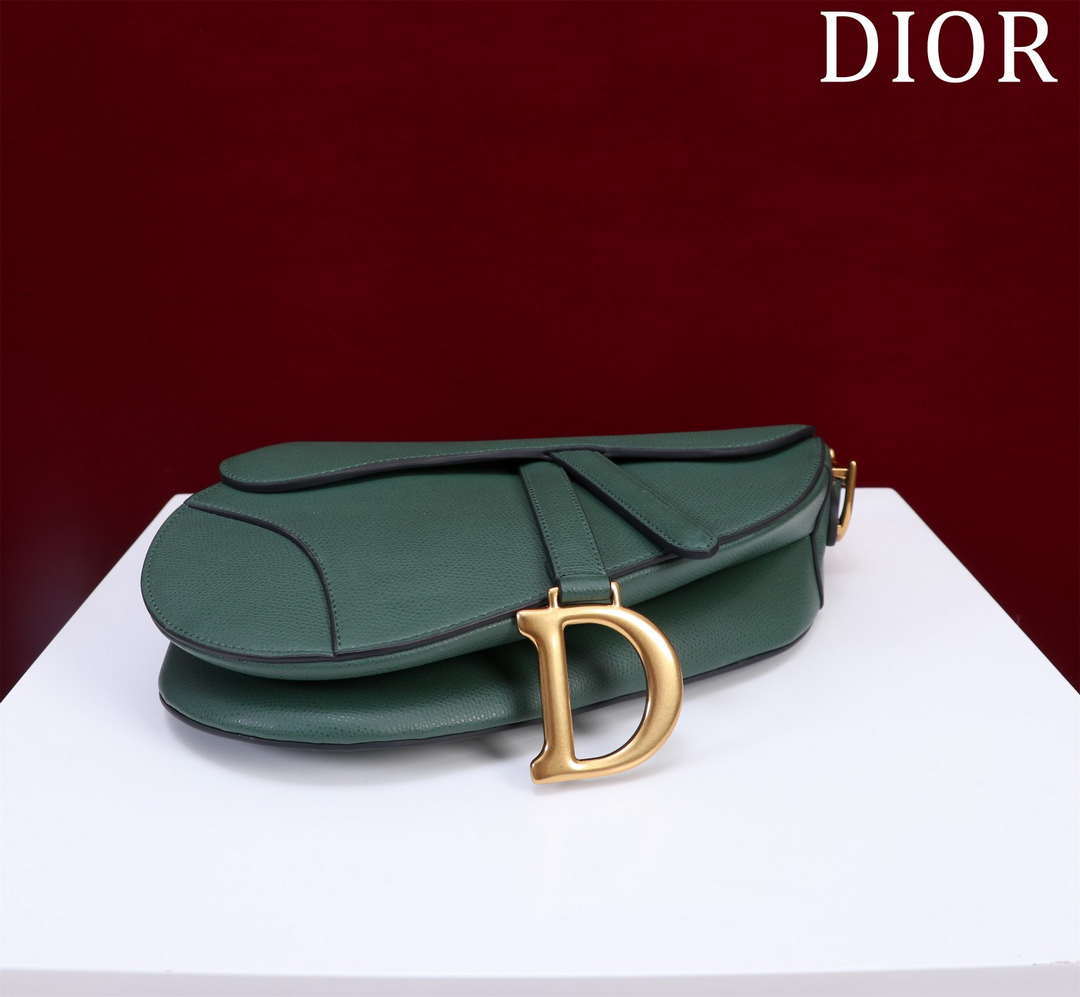 Dior M0455 Saddle Bag With Strap Dark Green Grained Calfskin M0456 - Large 25cm - View 4