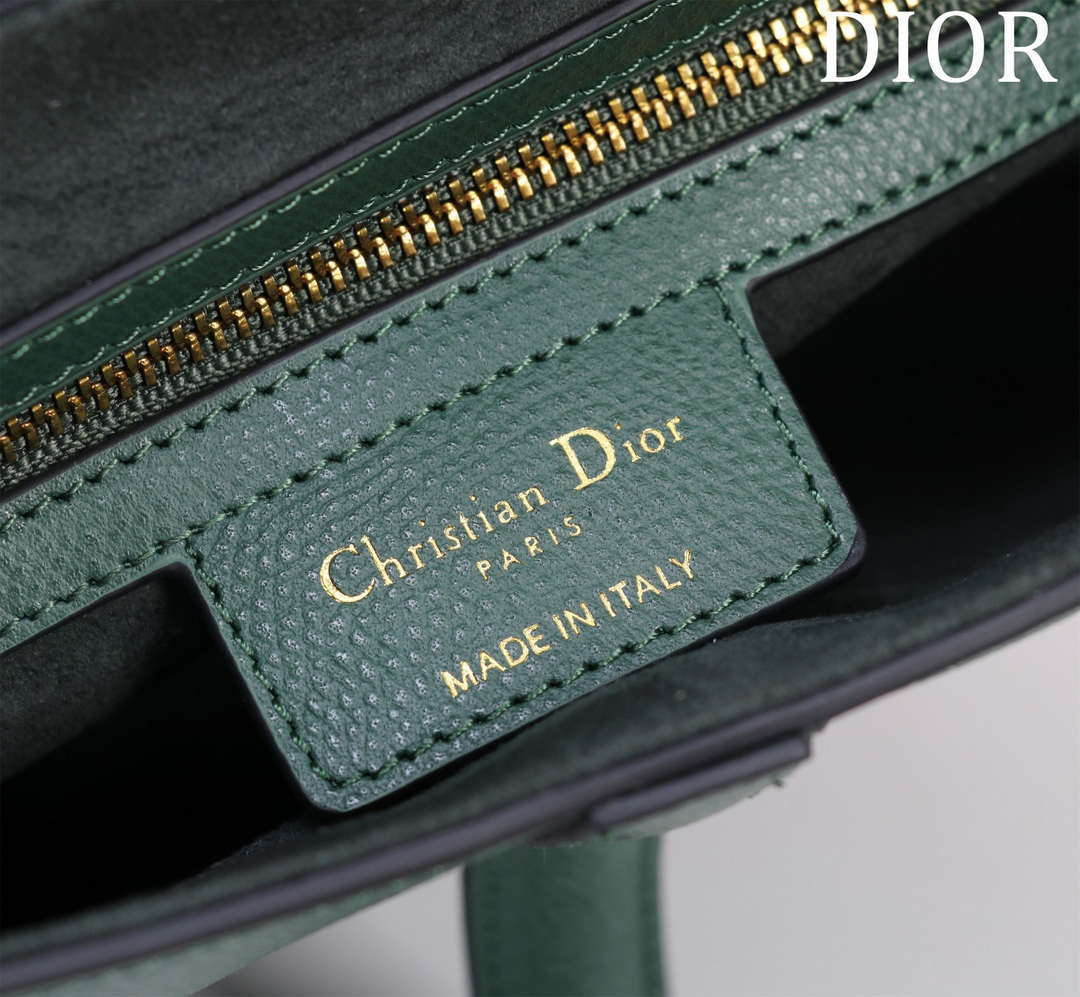 Dior M0455 Saddle Bag With Strap Dark Green Grained Calfskin M0456 - Large 25cm - View 7