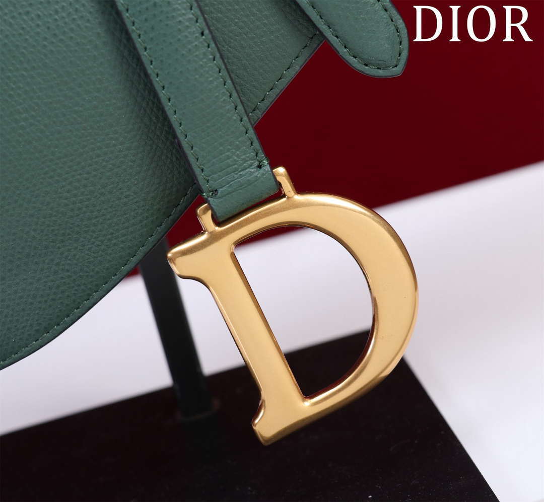 Dior M0455 Saddle Bag With Strap Dark Green Grained Calfskin M0456 - Large 25cm - View 9