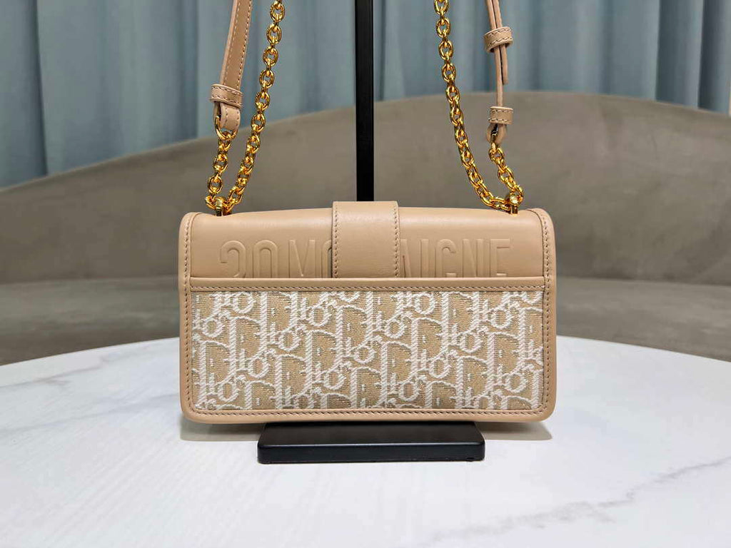 Dior M9334 30 Montaigne East-West Bag with Chain Dior Oblique Jacquard and Natural Smooth Calfskin