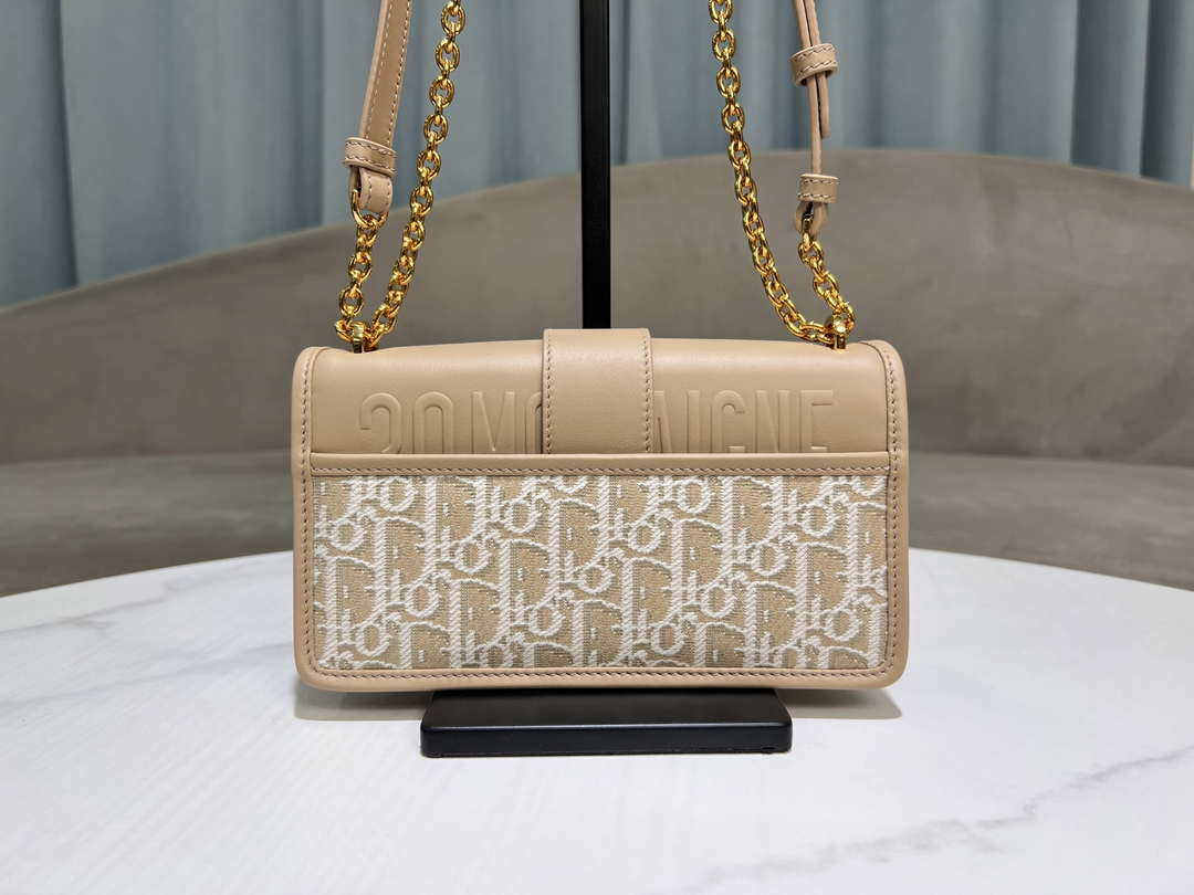 Dior M9334 30 Montaigne East-West Bag with Chain Dior Oblique Jacquard and Natural Smooth Calfskin