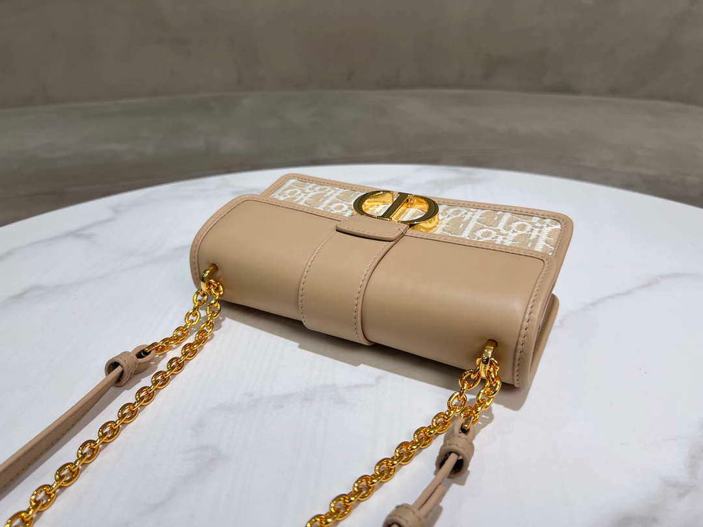 Dior M9334 30 Montaigne East-West Bag with Chain Dior Oblique Jacquard and Natural Smooth Calfskin