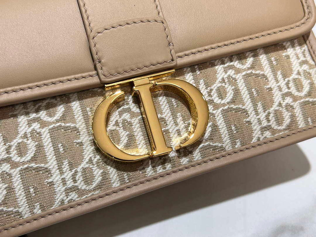 Dior M9334 30 Montaigne East-West Bag with Chain Dior Oblique Jacquard and Natural Smooth Calfskin