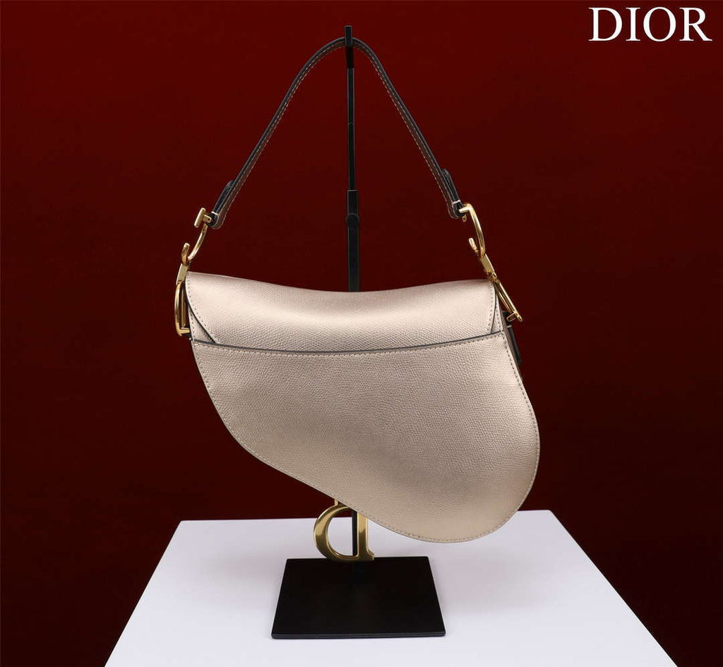 Dior M0455 Saddle Bag With Strap Gold Grained Calfskin