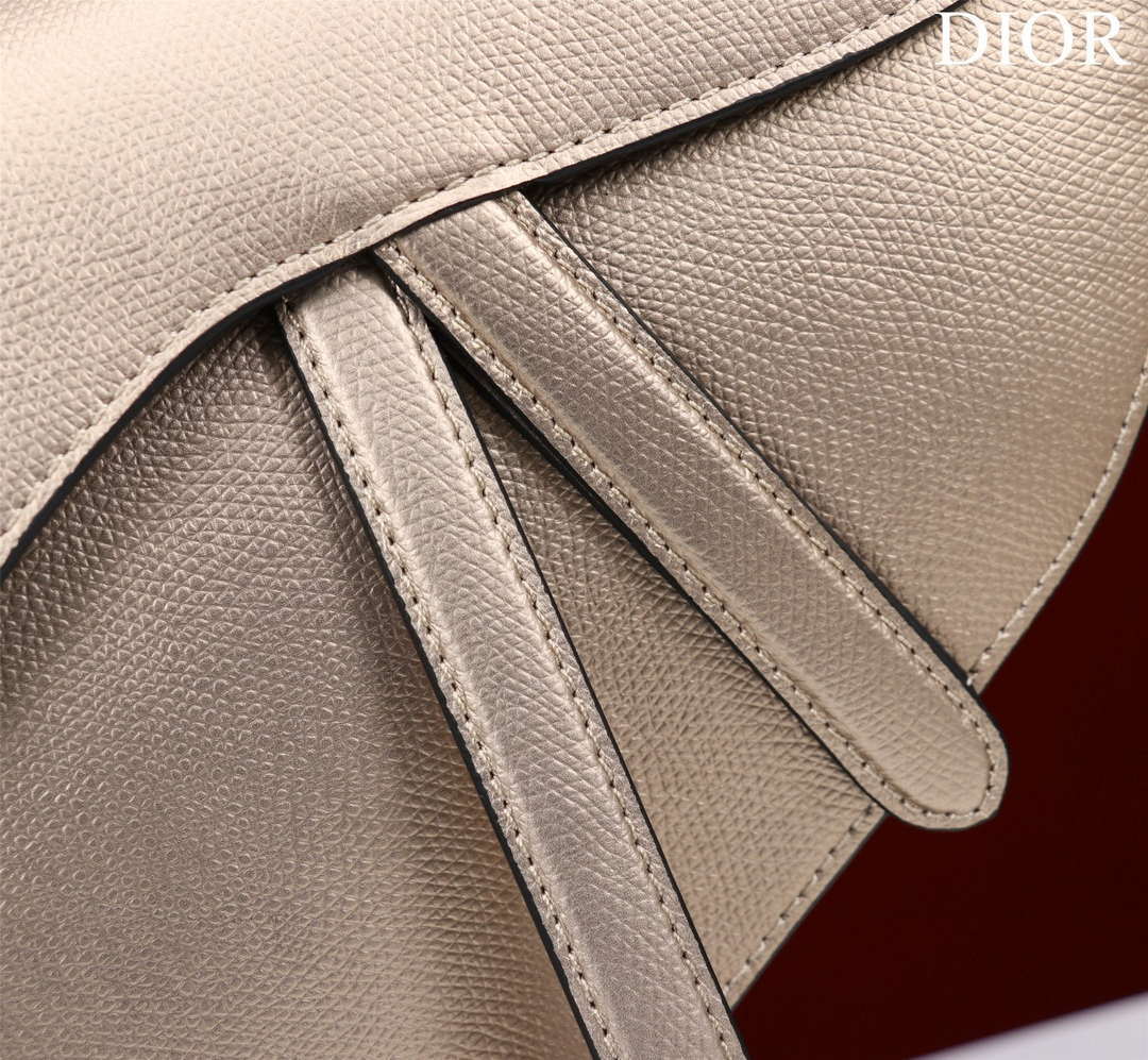 Dior M0455 Saddle Bag With Strap Gold Grained Calfskin