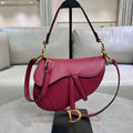 Dior M0455 Saddle Bag With Strap Grained Calfskin RED M0456