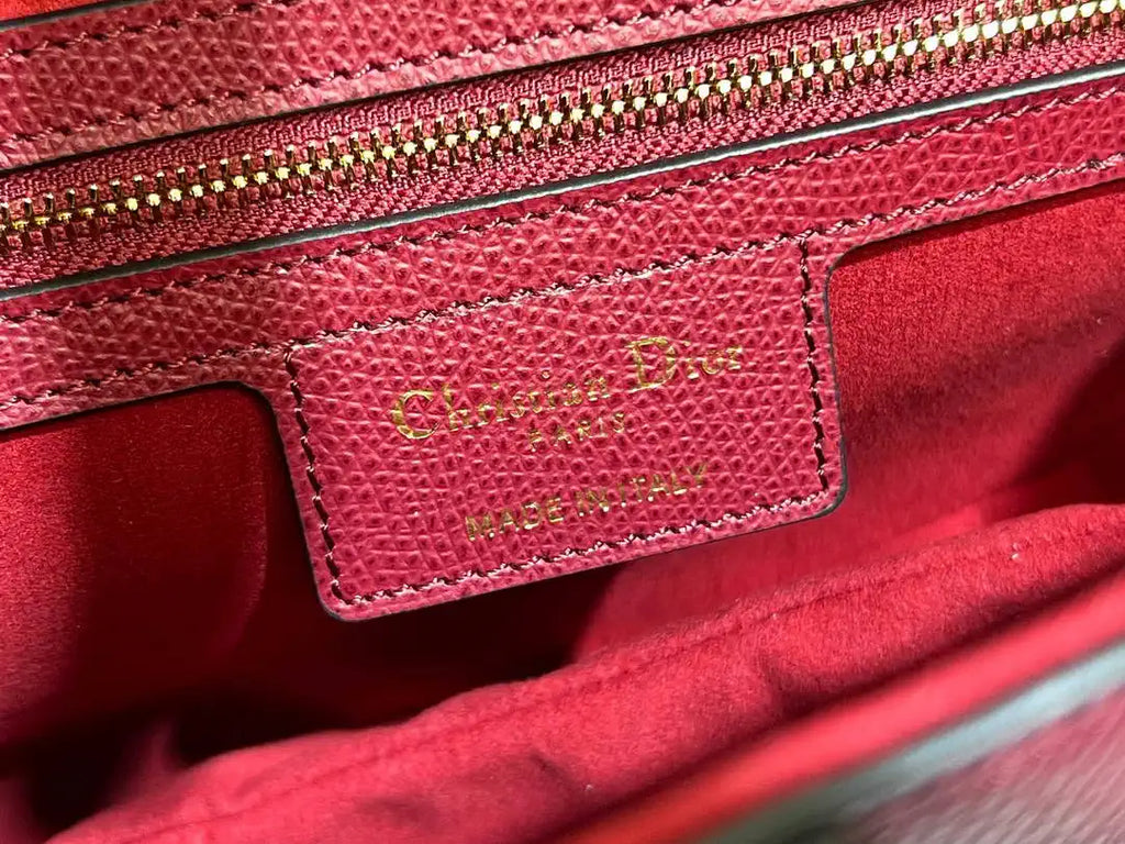 Dior M0455 Saddle Bag With Strap Grained Calfskin RED M0456