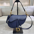 Dior M0455 Saddle Bag With Strap Grained Calfskin Navy Blue M0456