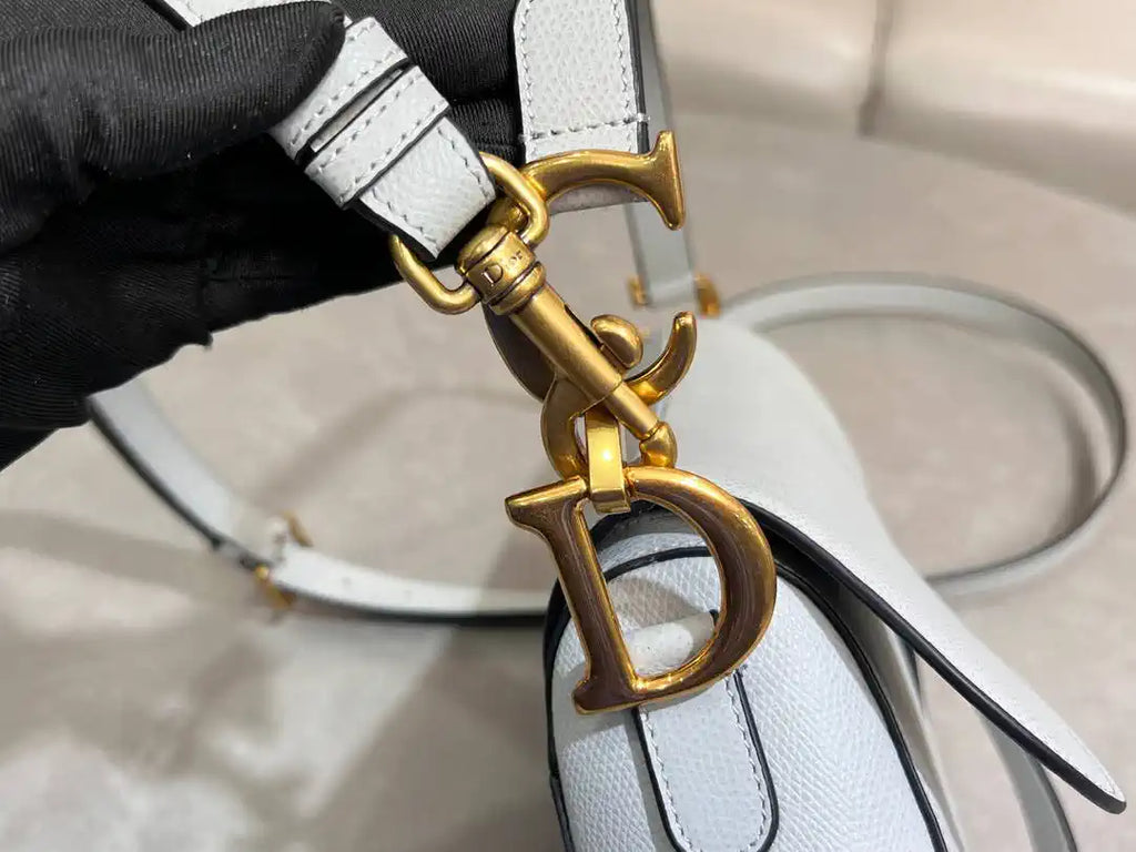 Dior M0455 Saddle Bag With Strap Grained Calfskin Blue Gray M0456