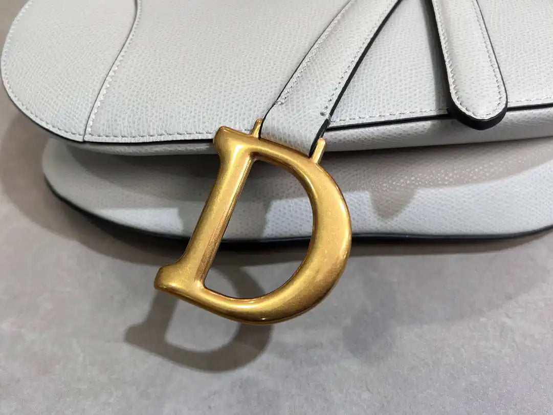 Dior M0455 Saddle Bag With Strap Grained Calfskin Blue Gray M0456