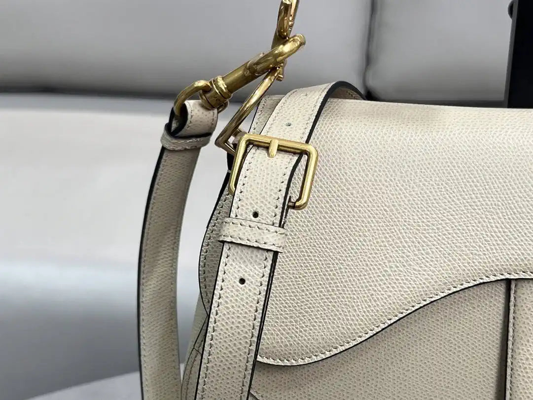 Dior M0455 Saddle Bag With Strap Grained Calfskin Apricot M0456