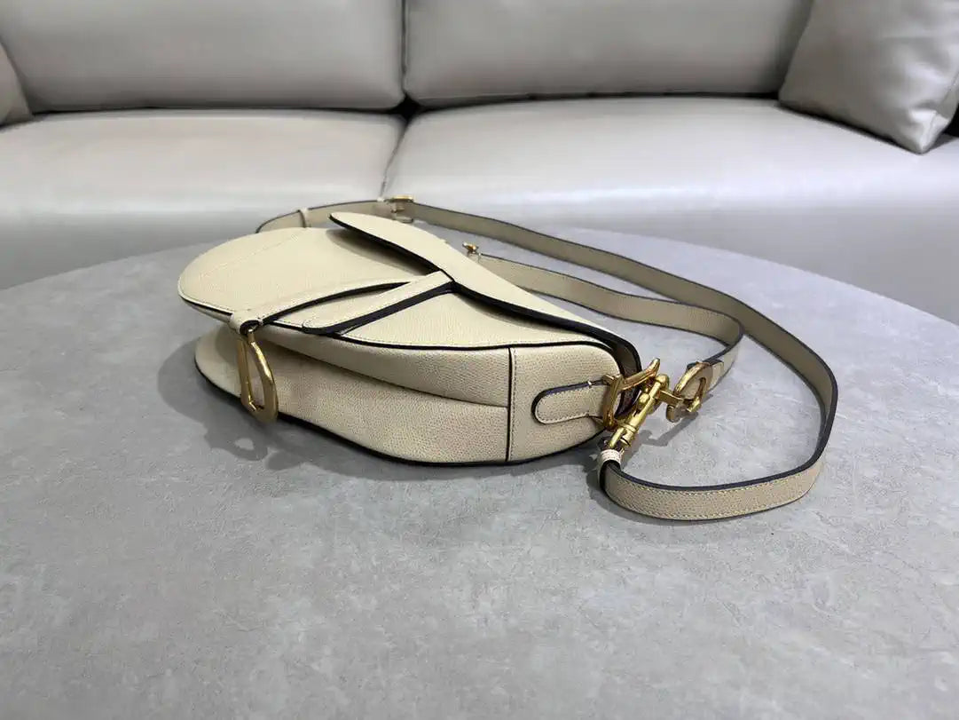 Dior M0455 Saddle Bag With Strap Grained Calfskin Apricot M0456