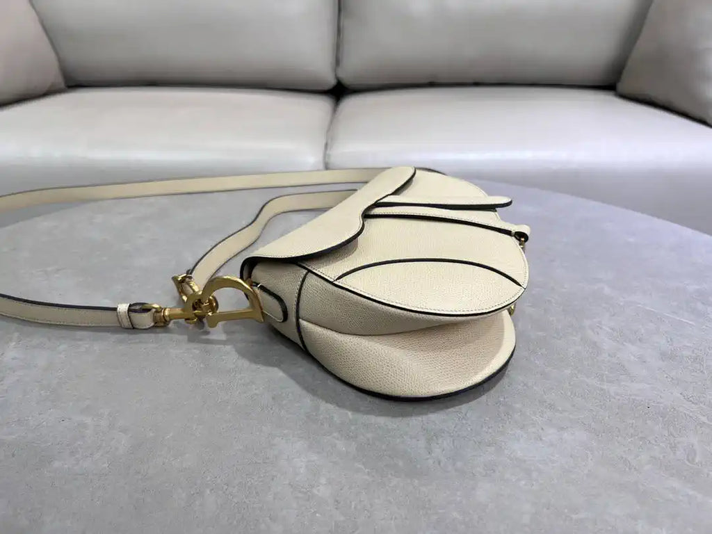 Dior M0455 Saddle Bag With Strap Grained Calfskin Apricot M0456