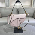 Dior M0455 Saddle Bag With Strap Grained Calfskin Pink M0456
