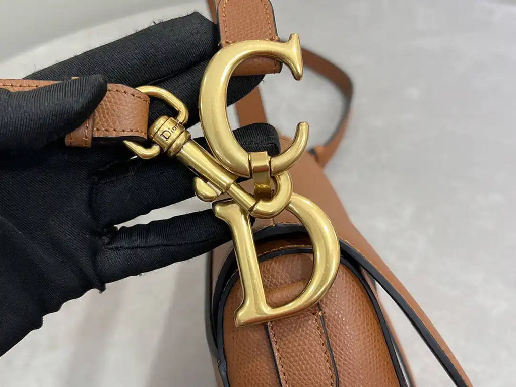 Dior M0455 Saddle Bag With Strap Grained Calfskin Caramel M0456