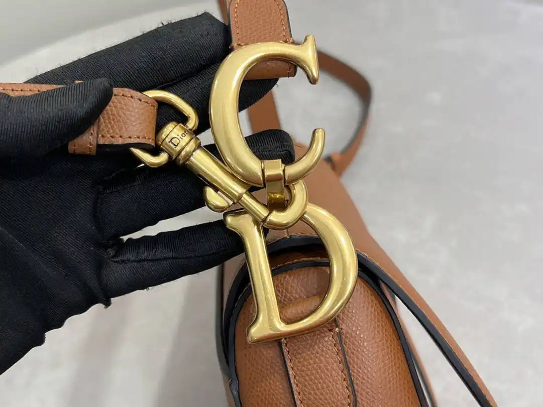 Dior M0455 Saddle Bag With Strap Grained Calfskin Caramel M0456