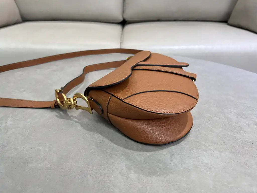 Dior M0455 Saddle Bag With Strap Grained Calfskin Caramel M0456