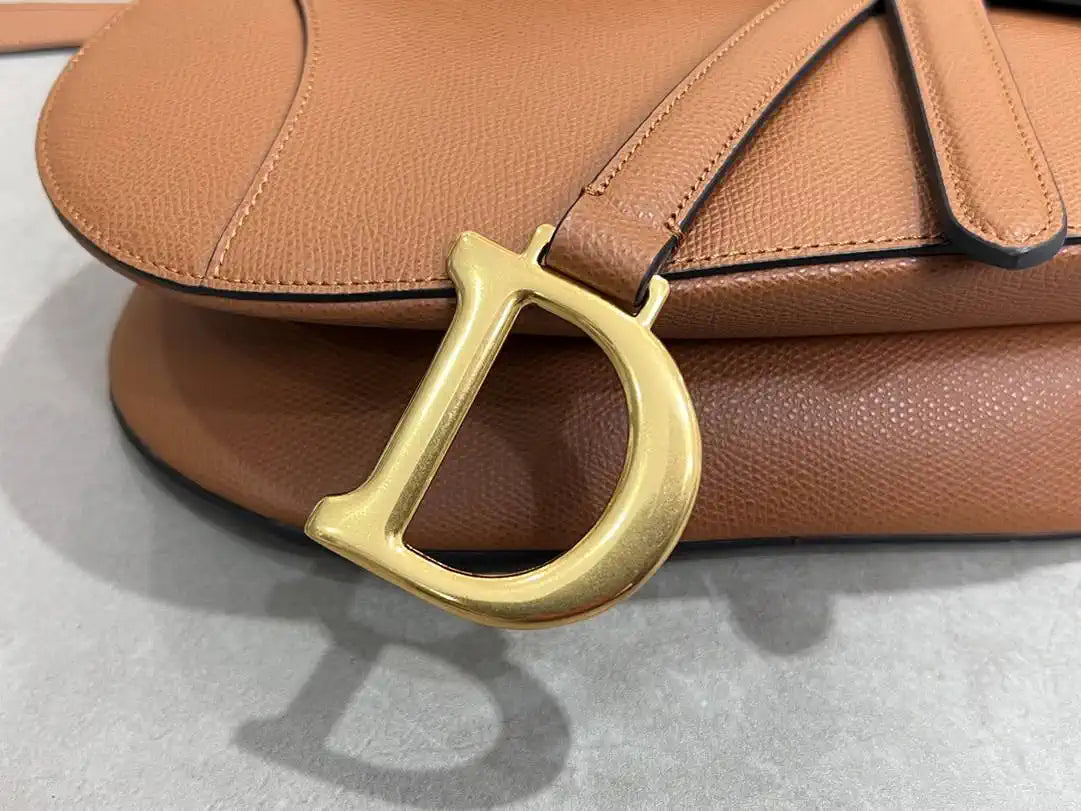 Dior M0455 Saddle Bag With Strap Grained Calfskin Caramel M0456