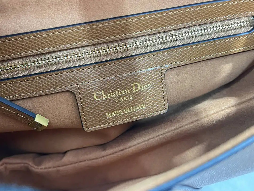 Dior M0455 Saddle Bag With Strap Grained Calfskin Caramel M0456