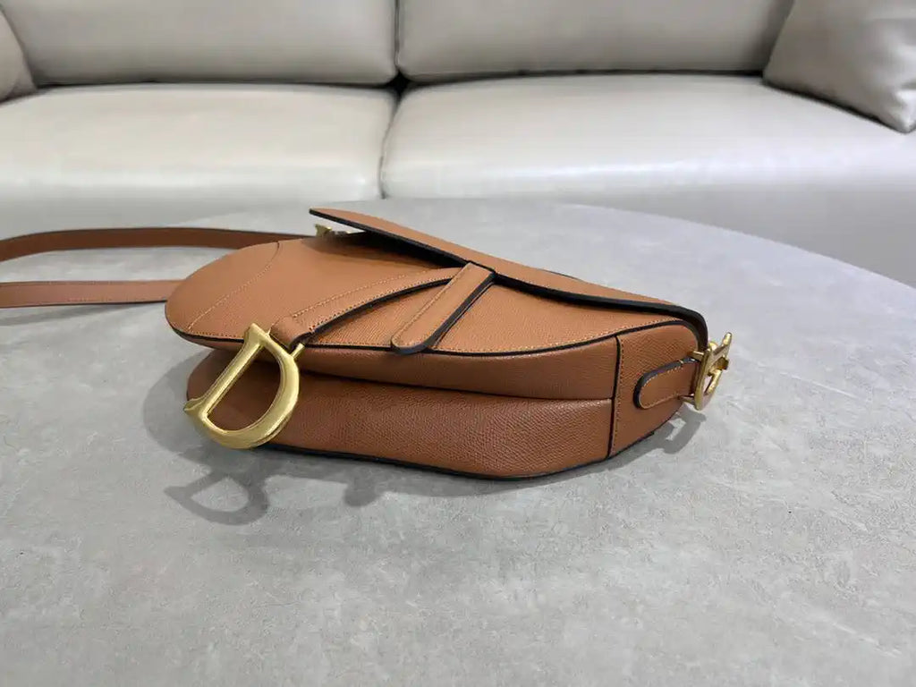 Dior M0455 Saddle Bag With Strap Grained Calfskin Caramel M0456