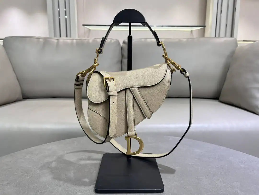 Dior M0455 Saddle Bag With Strap Grained Calfskin Apricot M0456