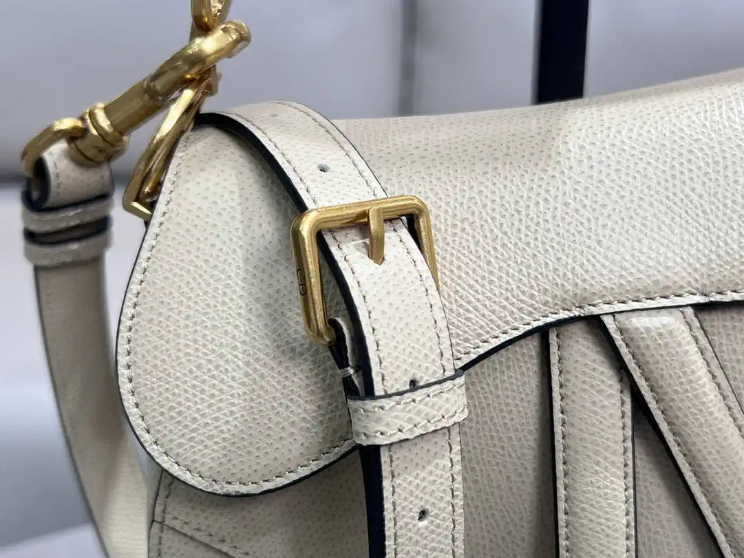 Dior M0455 Saddle Bag With Strap Grained Calfskin Apricot M0456