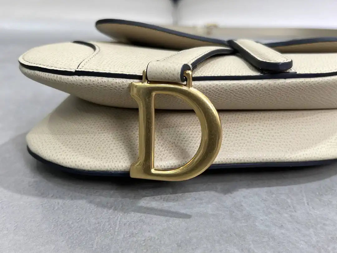Dior M0455 Saddle Bag With Strap Grained Calfskin Apricot M0456