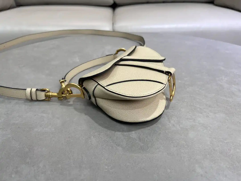 Dior M0455 Saddle Bag With Strap Grained Calfskin Apricot M0456