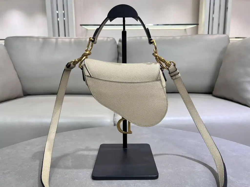 Dior M0455 Saddle Bag With Strap Grained Calfskin Apricot M0456