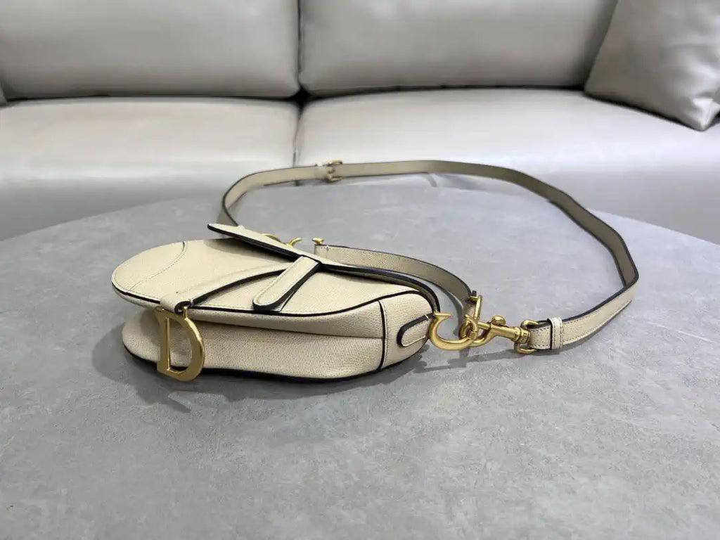 Dior M0455 Saddle Bag With Strap Grained Calfskin Apricot M0456