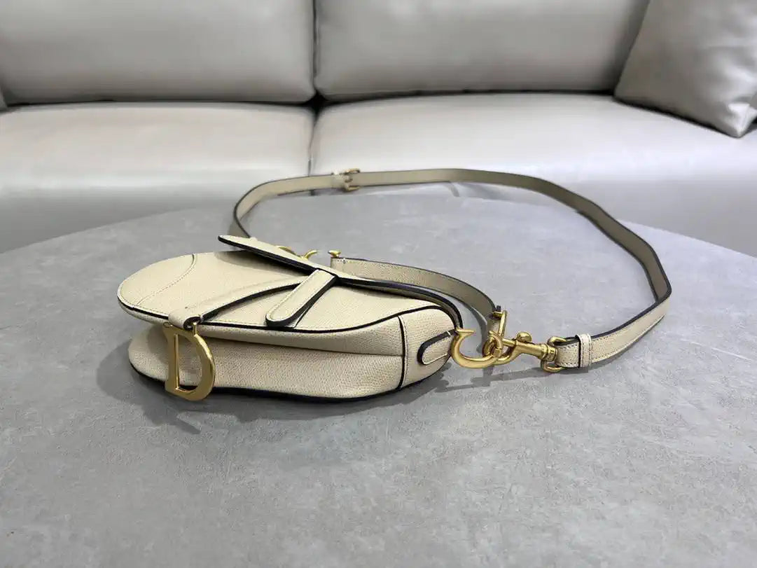 Dior M0455 Saddle Bag With Strap Grained Calfskin Apricot M0456