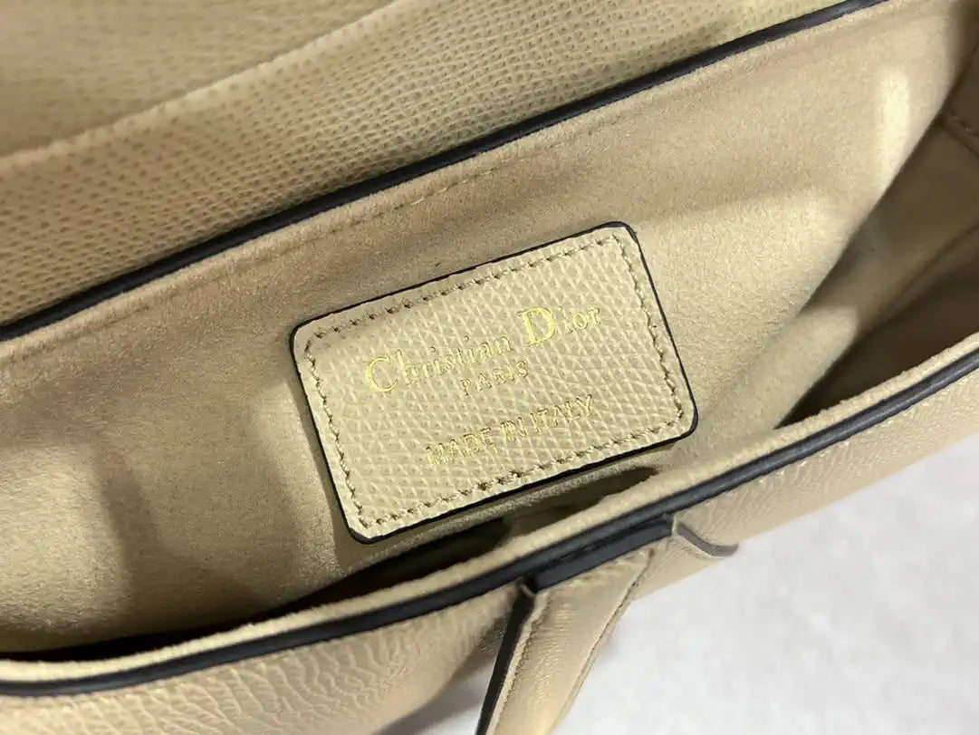 Dior M0455 Saddle Bag With Strap Grained Calfskin Apricot M0456
