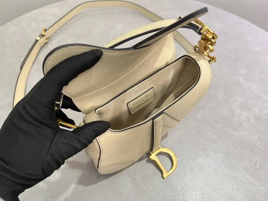 Dior M0455 Saddle Bag With Strap Grained Calfskin Apricot M0456