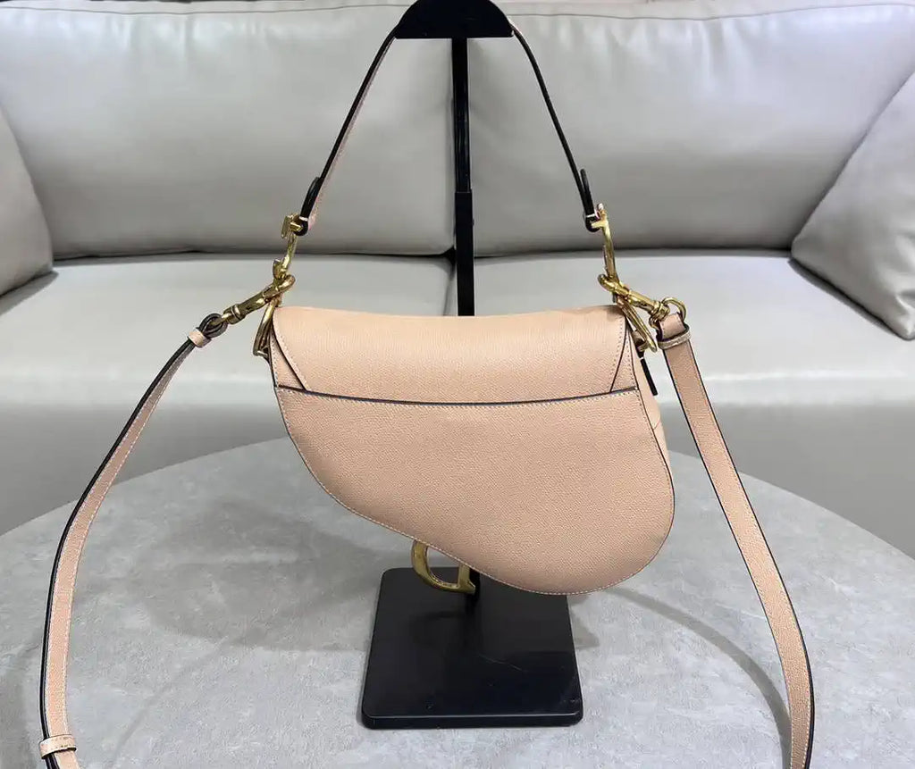 Dior M0455 Saddle Bag With Strap Grained Calfskin Rose Pink M0456