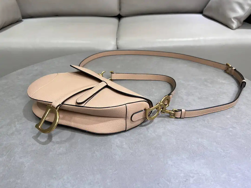 Dior M0455 Saddle Bag With Strap Grained Calfskin Rose Pink M0456