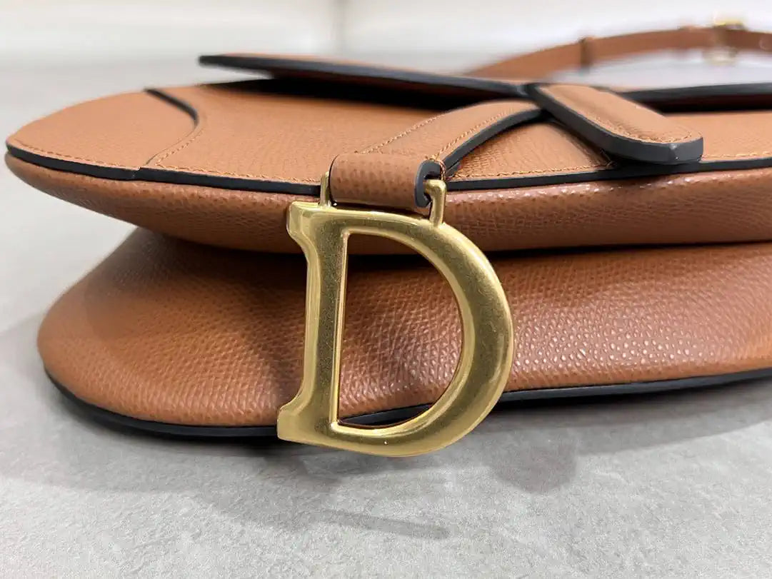 Dior M0455 Saddle Bag With Strap Grained Calfskin Caramel M0456