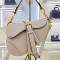 Dior M0455 Saddle Bag With Strap Grained Calfskin Rouge Rice M0456