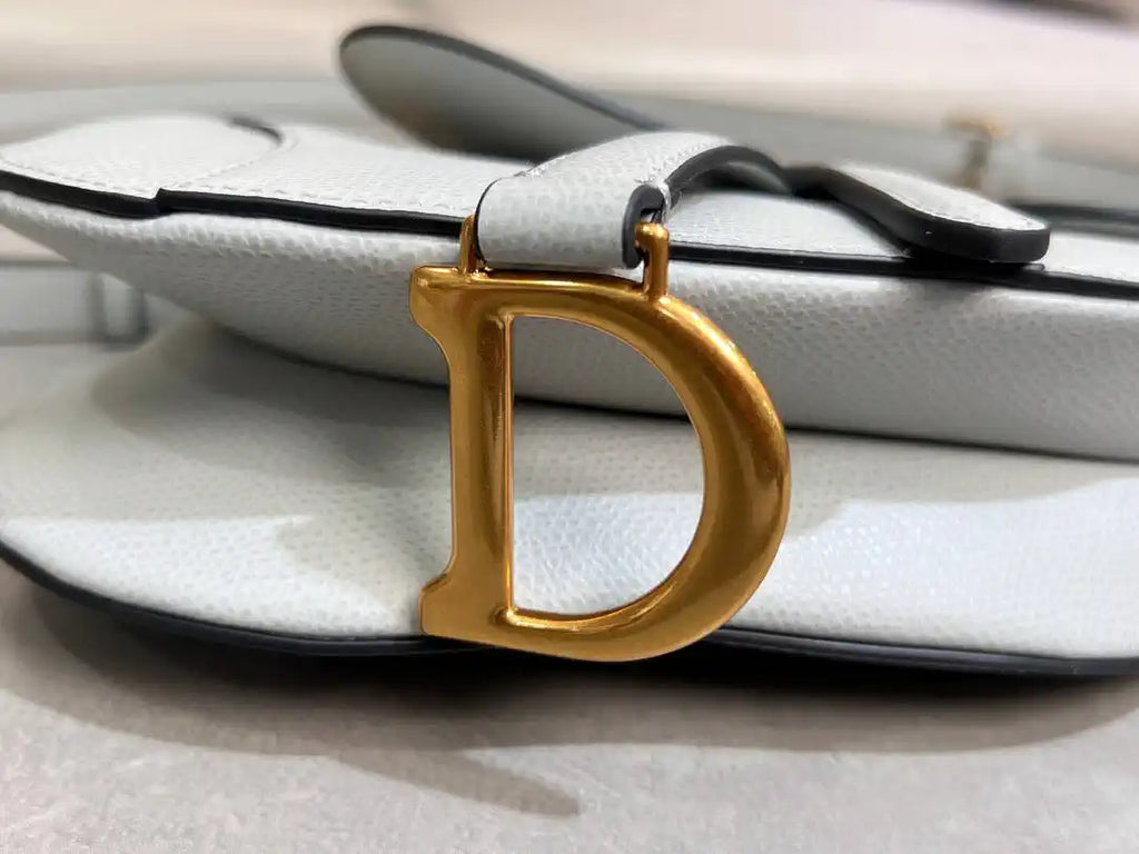 Dior M0455 Saddle Bag With Strap Grained Calfskin Blue Gray M0456