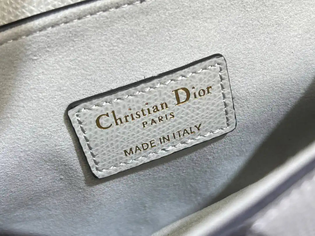 Dior M0455 Saddle Bag With Strap Grained Calfskin Blue Gray M0456