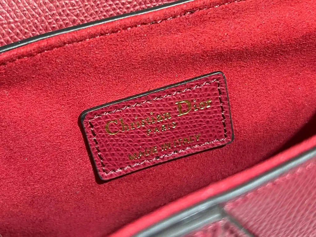 Dior M0455 Saddle Bag With Strap Grained Calfskin RED M0456