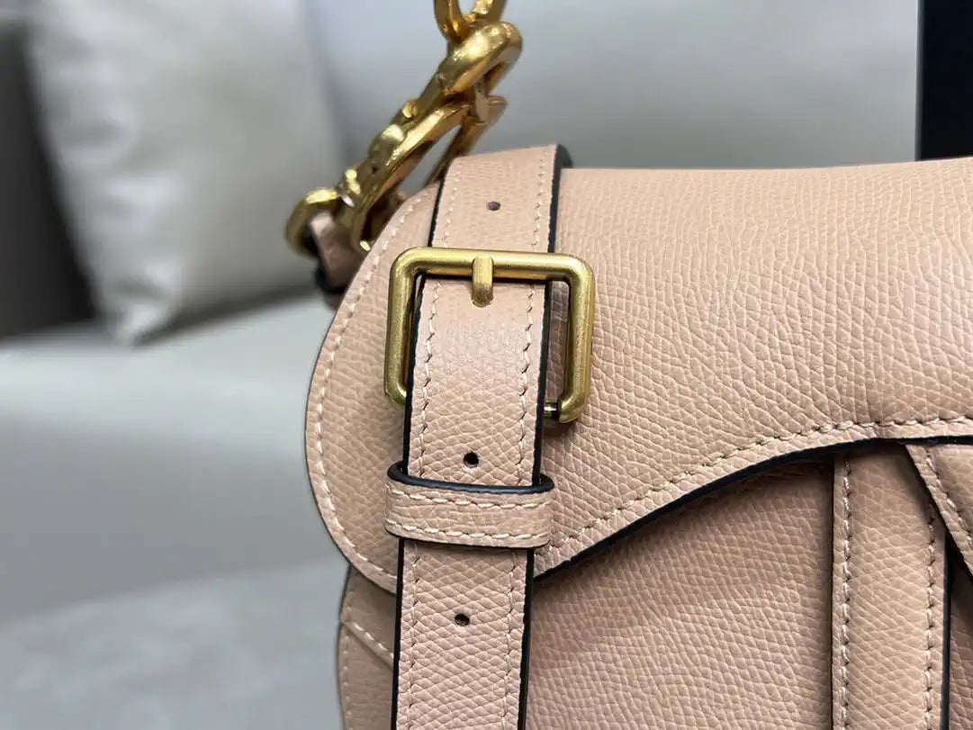 Dior M0455 Saddle Bag With Strap Grained Calfskin Rose Pink M0456