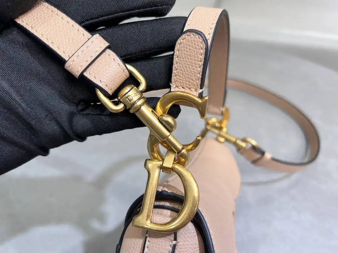 Dior M0455 Saddle Bag With Strap Grained Calfskin Rose Pink M0456