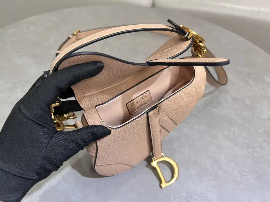 Dior M0455 Saddle Bag With Strap Grained Calfskin Rose Pink M0456