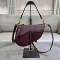 Dior M0455 Saddle Bag With Strap Grained Calfskin Plum M0456