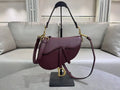 Dior M0455 Saddle Bag With Strap Grained Calfskin Plum M0456