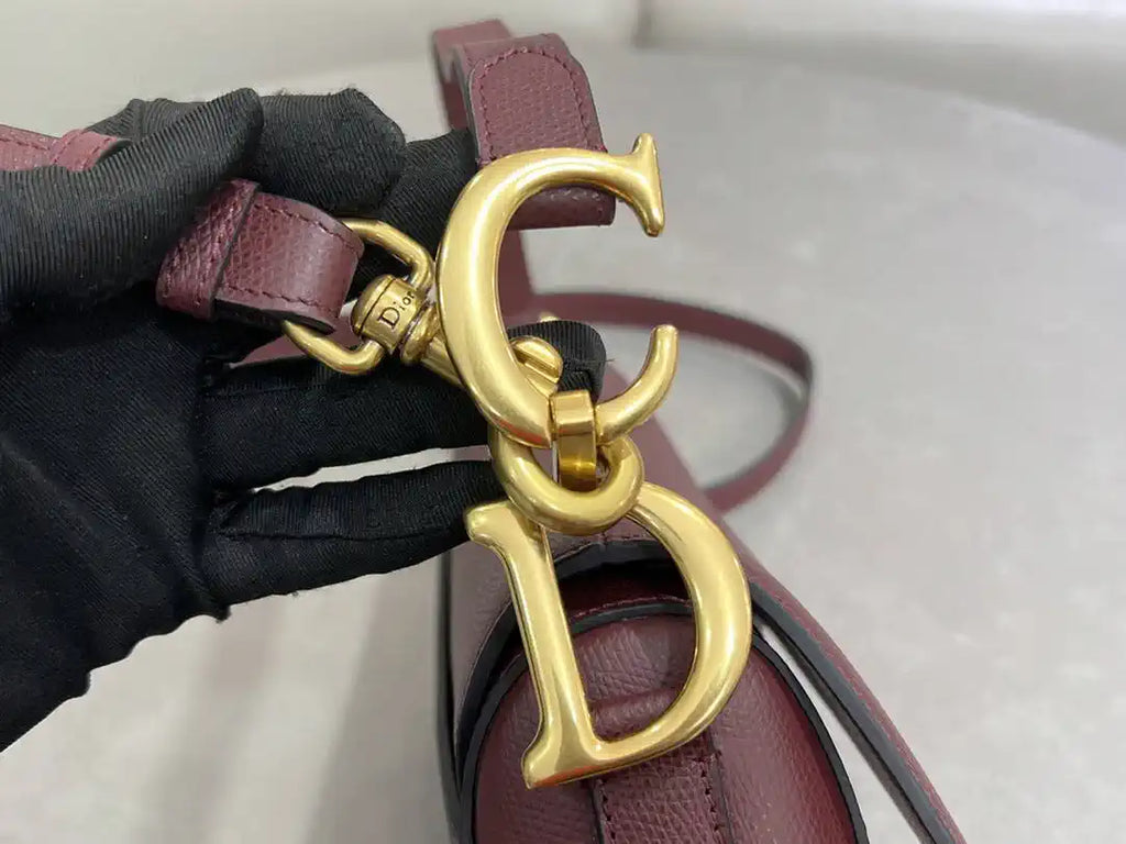 Dior M0455 Saddle Bag With Strap Grained Calfskin Plum M0456