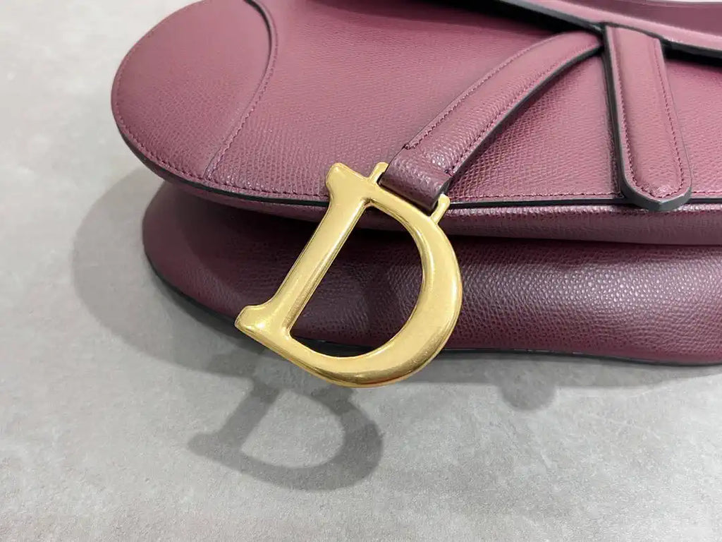 Dior M0455 Saddle Bag With Strap Grained Calfskin Plum M0456