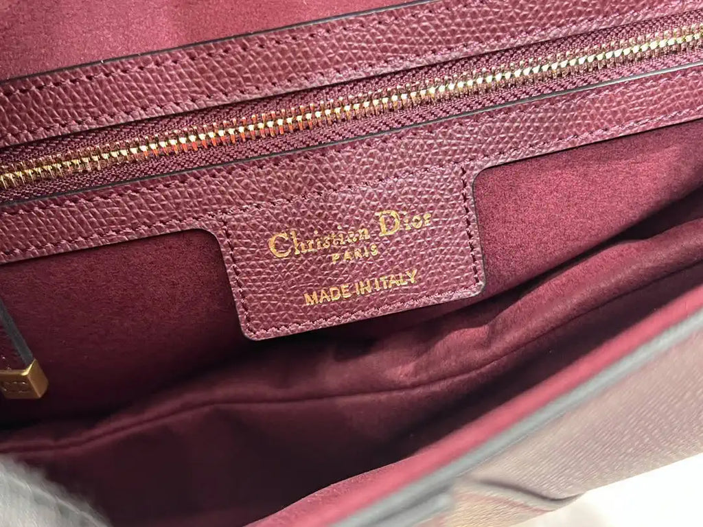 Dior M0455 Saddle Bag With Strap Grained Calfskin Plum M0456