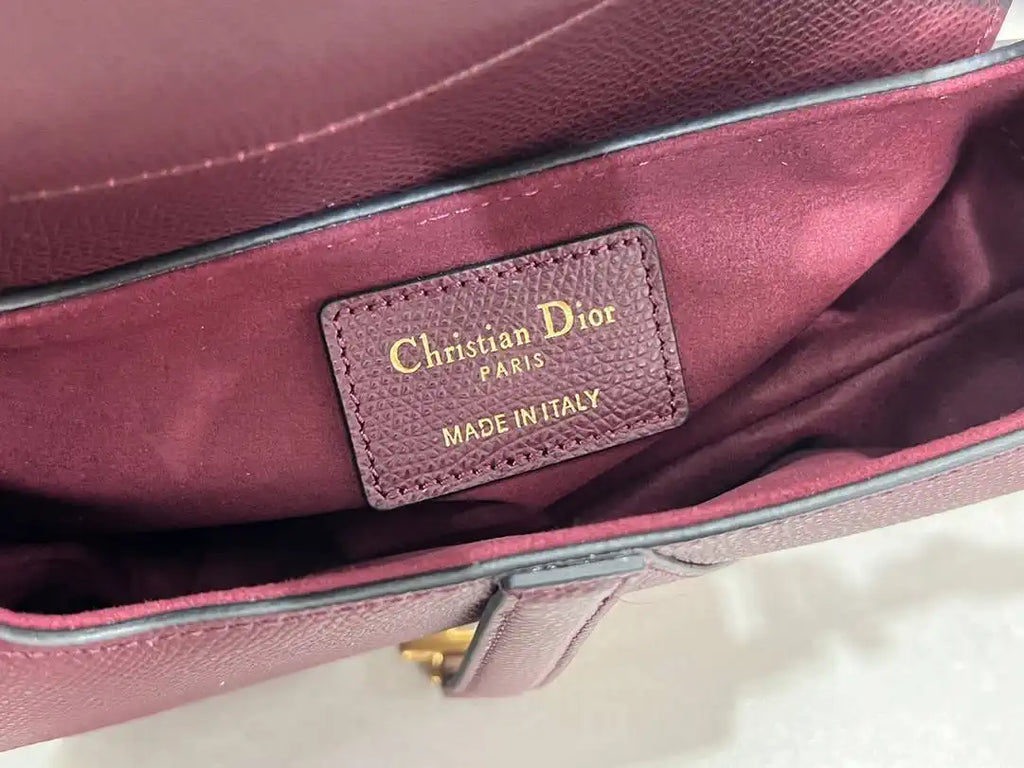 Dior M0455 Saddle Bag With Strap Grained Calfskin Plum M0456